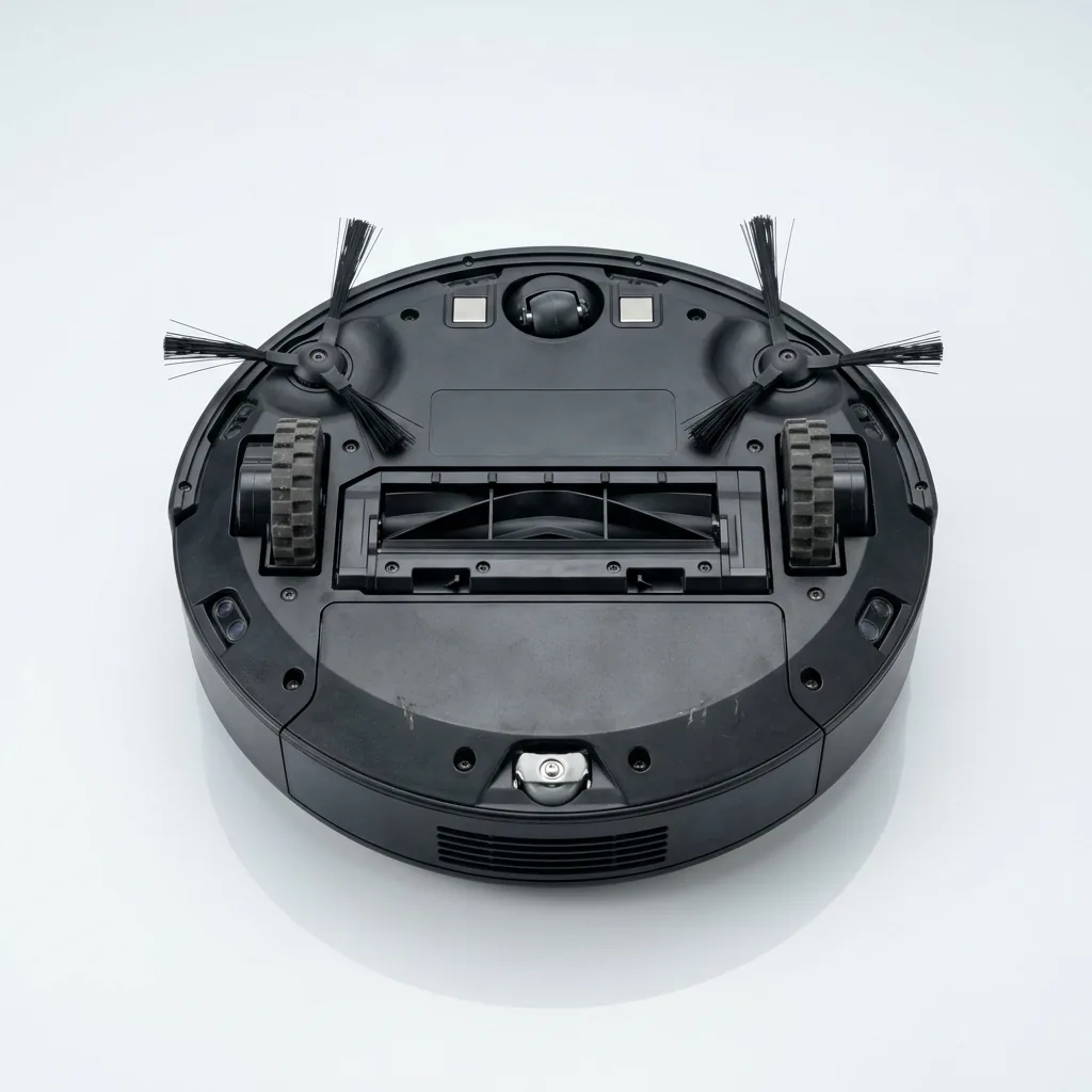DustaPro Underside Chassis Showing Dual Sweepers and Direct Intake Throat