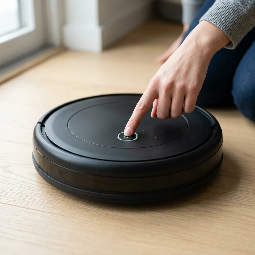 Step 2: Pressing the single top power button to start automatic floor cleaning